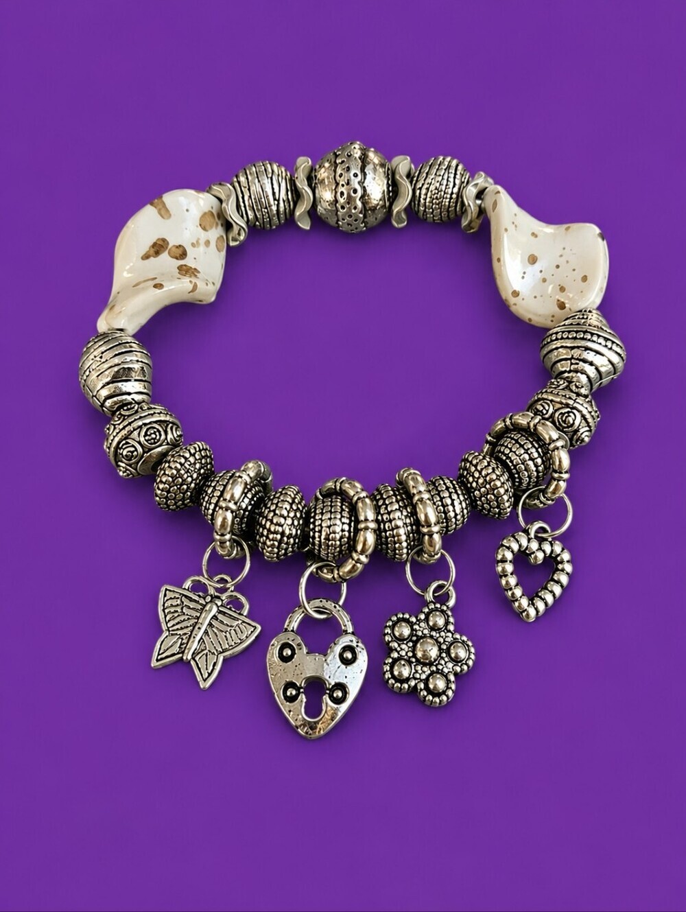 5/$25 Acrylic Beaded Coquette Charms Stretch Bracelet